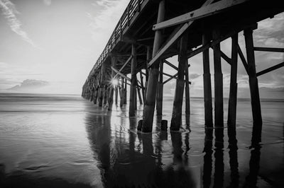 Gallery Canvas Prints -Landmark Flagler Pier - Grayscale