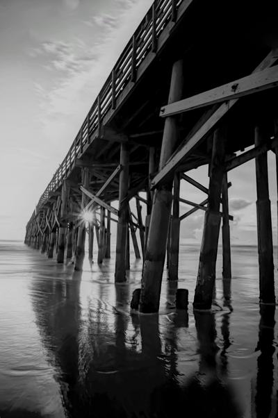 Flagler Pier Black and White - Portrait