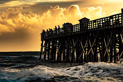 Gallery Canvas Prints -Flagler Pier Fishing - Golden Sunrise