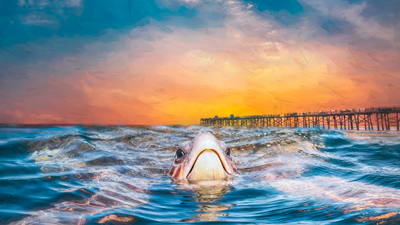 Gallery Canvas Prints - Sea Turtle at Flagler Pier