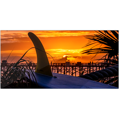 Metal Prints - Golden Sunrise Surfs Up at Flagler Pier