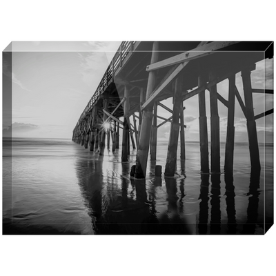 Acrylic Blocks - Landmark Flagler Pier - Grayscale