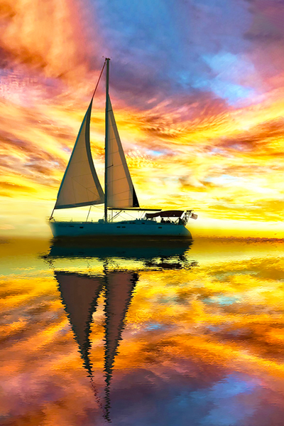 Gallery Canvas Prints - Striking Sailboat Sunset - Portrait