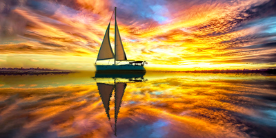 Gallery Canvas Prints - Striking Silhouette Sailboat